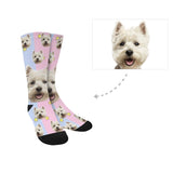 Personalised Pet Socks Pink Funny Custom Dog Face Socks Printed Photo Pet Socks Sublimated Crew Socks