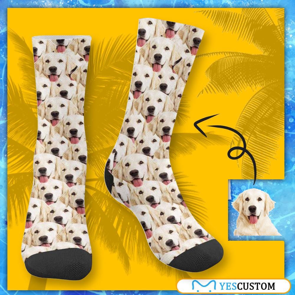 Personalised Socks with Dog Face Funny Printed Photo Pet Socks Custom Sublimated Crew Socks