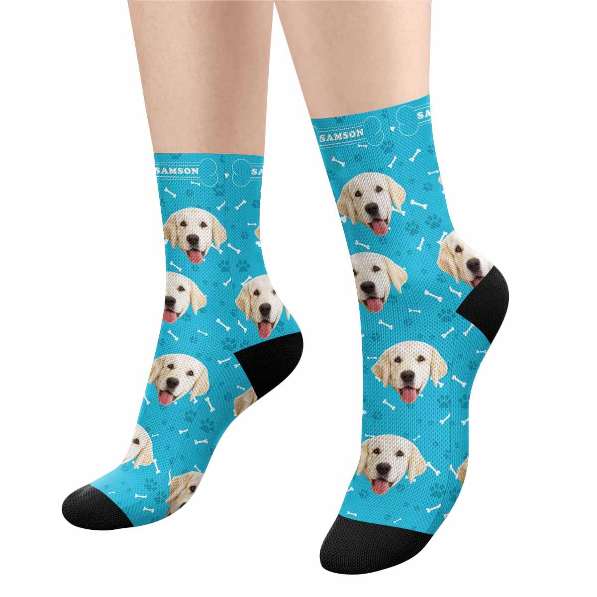 Personalized Pet Photo Socks Custom Face&amp;Name Printed Socks I Love My Pet Sublimated Crew Socks