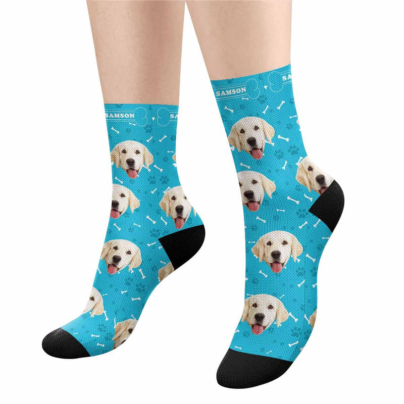 Personalized Pet Photo Socks Custom Face&Name Printed Socks I Love My Pet Sublimated Crew Socks