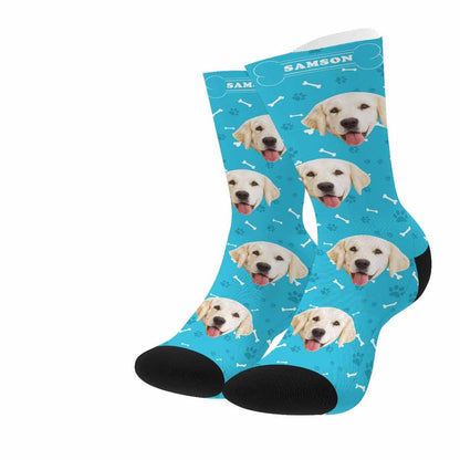 Personalized Pet Photo Socks Custom Face&amp;Name Printed Socks I Love My Pet Sublimated Crew Socks