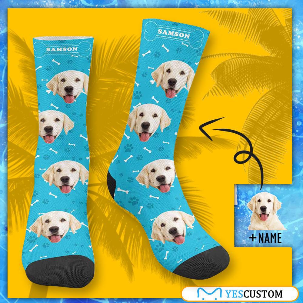 Personalized Pet Photo Socks Custom Face&amp;Name Printed Socks I Love My Pet Sublimated Crew Socks