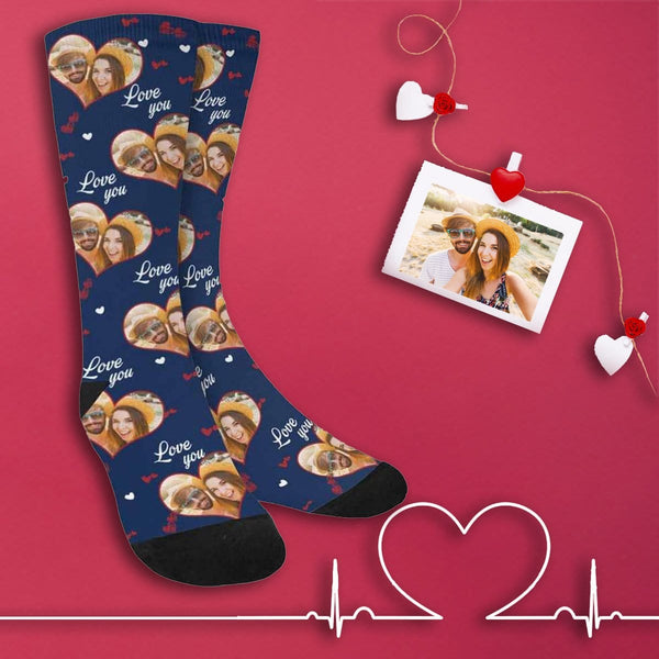 Personalized Photo Couple Socks Custom Love Sublimated Crew Socks Unisex Gift for Men Women