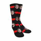 Personalized Photo Socks Custom Face Connected Heart Sublimated Crew Socks for Mom [Made In USA]