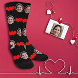 Personalized Photo Socks Custom Face Connected Heart Sublimated Crew Socks for Mom [Made In USA]