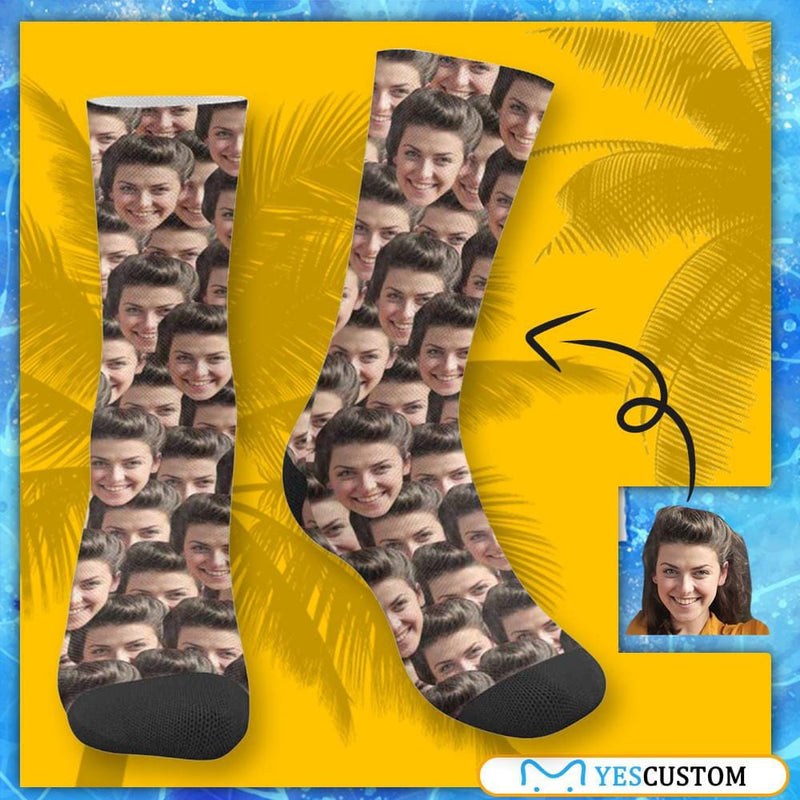 Personalized Socks with Face Printed Photo Sublimated Crew Socks Personalized Picture Socks Unisex Gift for Men Women