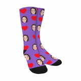 Socks with Custom Face Heart Women Sublimated Crew Socks Personalized Socks with Picture for Mom