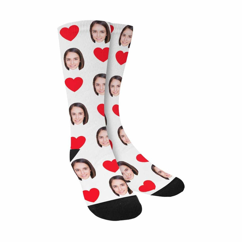 Socks with Custom Face Heart Women Sublimated Crew Socks Personalized Socks with Picture for Mom