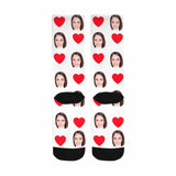 Socks with Custom Face Heart Women Sublimated Crew Socks Personalized Socks with Picture for Mom