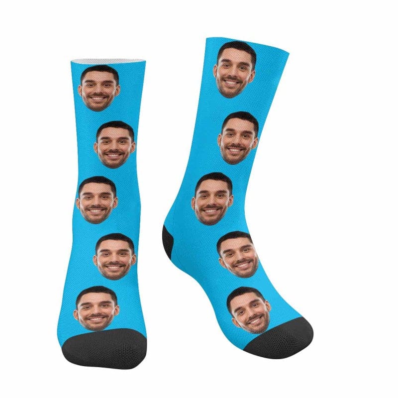 Socks with Face Print Your Picture Personalized Sublimated Crew Socks Unisex Gift for Men Women