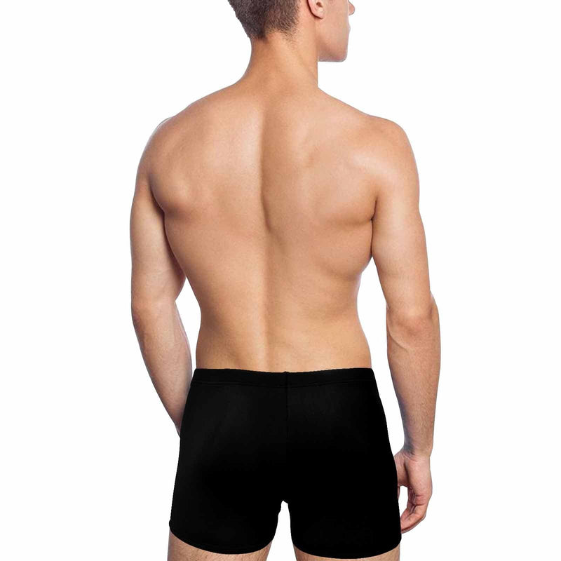 Custom Face & Name Black Men's Athletic Swim Jammers Quick Dry Waterproof Compression Square Leg Swim Briefs Swimsuit