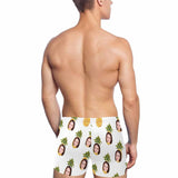 Custom Face White Pineapple Head Men's Athletic Swim Jammers Quick Dry Waterproof Compression Square Leg Swim Briefs Swimsuit