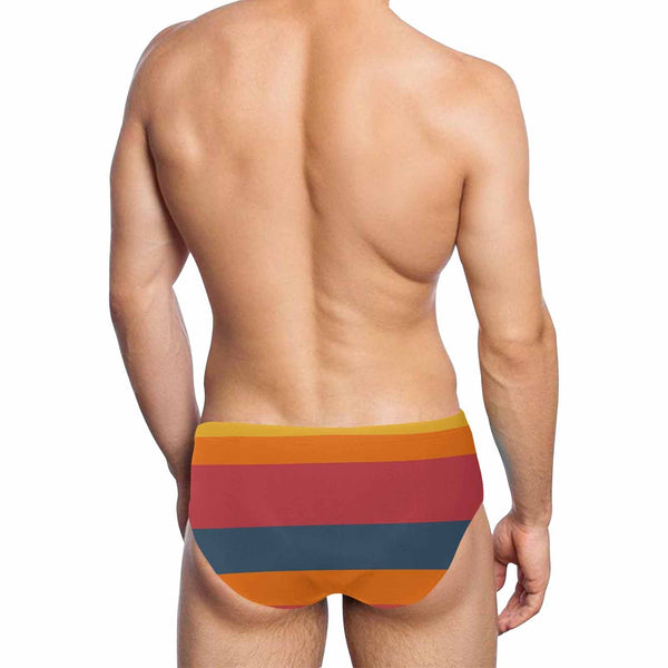 Custom Funny Swim Shorts with Custom Face Design My Cock & Stripes Men's Triangle Swim Briefs