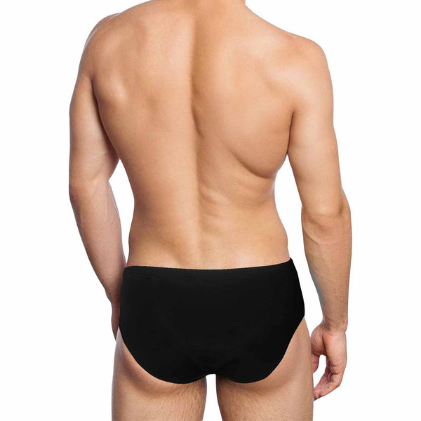 Custom Funny Swim Shorts with Personalized Face Don't Suck Itself Men's Triangle Swim Briefs