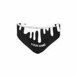 Custom Funny Swim Shorts with Personalized Name Milk Flowing Black Men's Triangle Swim Briefs for Summer Athletic