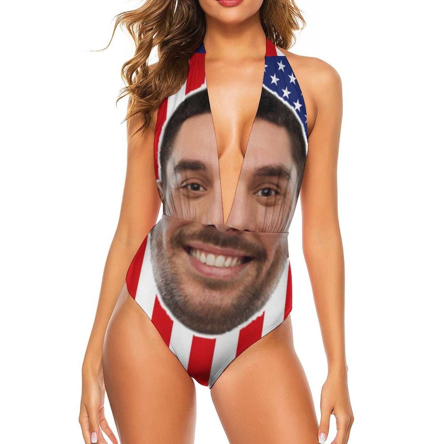 Custom Face Flag Swimsuit Personalized Women&