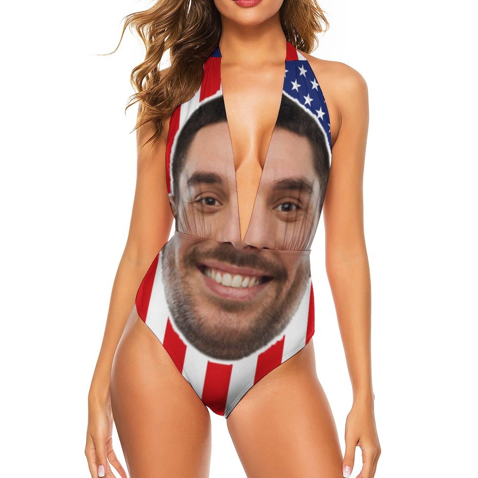 Custom Face Flag Swimsuit Personalized Women&