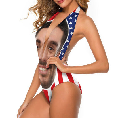 Custom Face Flag Swimsuit Personalized Women&