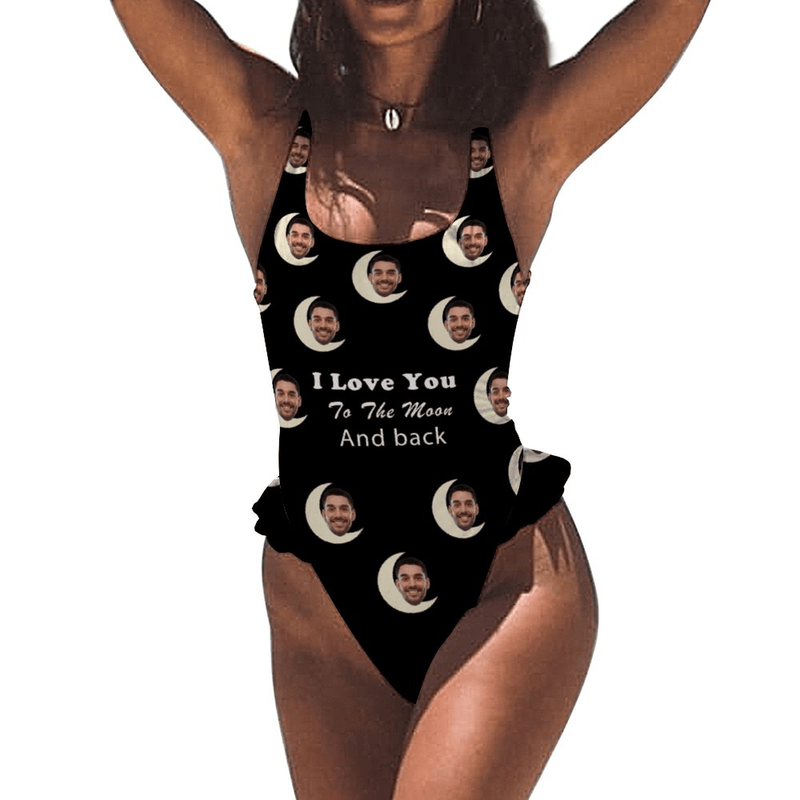 Custom Face I Love You Women's Ruffle One Piece Swimsuit