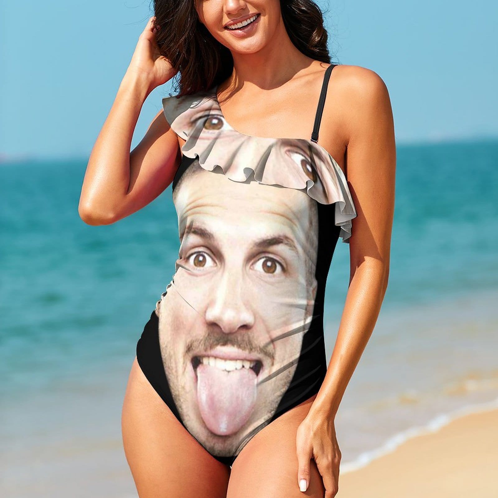 Custom Funny Face Swimsuit Personalized Women&