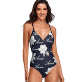 Custom Name Flowers Women's One Piece Swimsuit