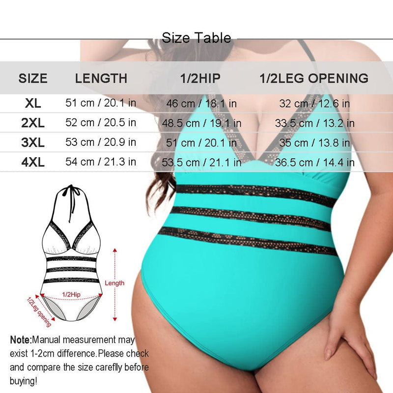 Plus Size Swimsuit-Custom Husband Face Funny Swimsuits Personalized New Strap One Piece Bathing Suit For Women