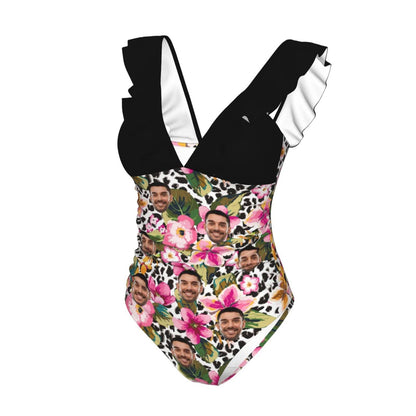 Custom Face Flower Pattern Swimwear Personalized Women&