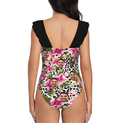 Custom Face Flower Pattern Swimwear Personalized Women&