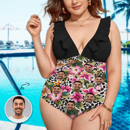 Custom Face Flower Pattern Swimwear Personalized Women&