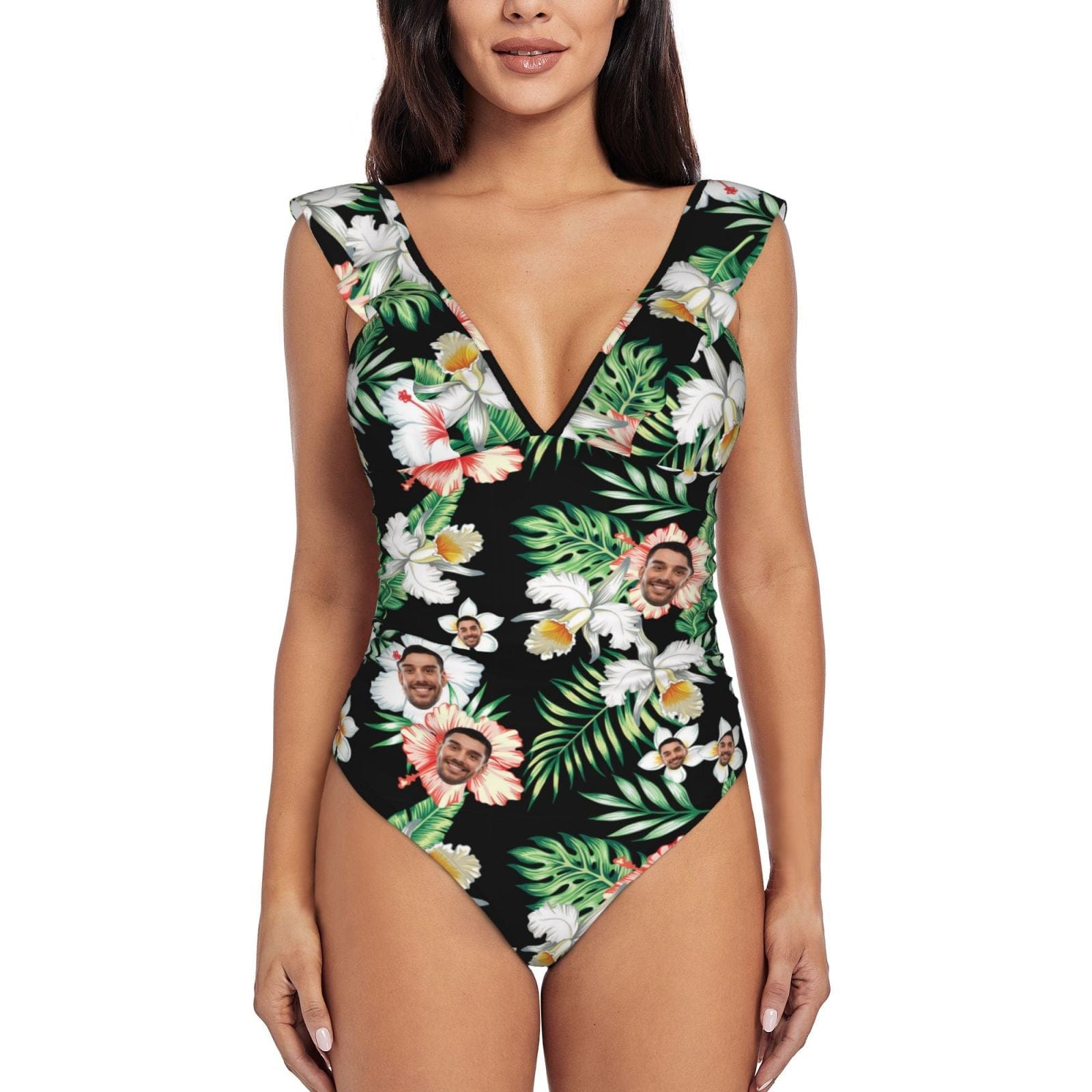 Custom Face Flowers Swimwear Personalized Women&