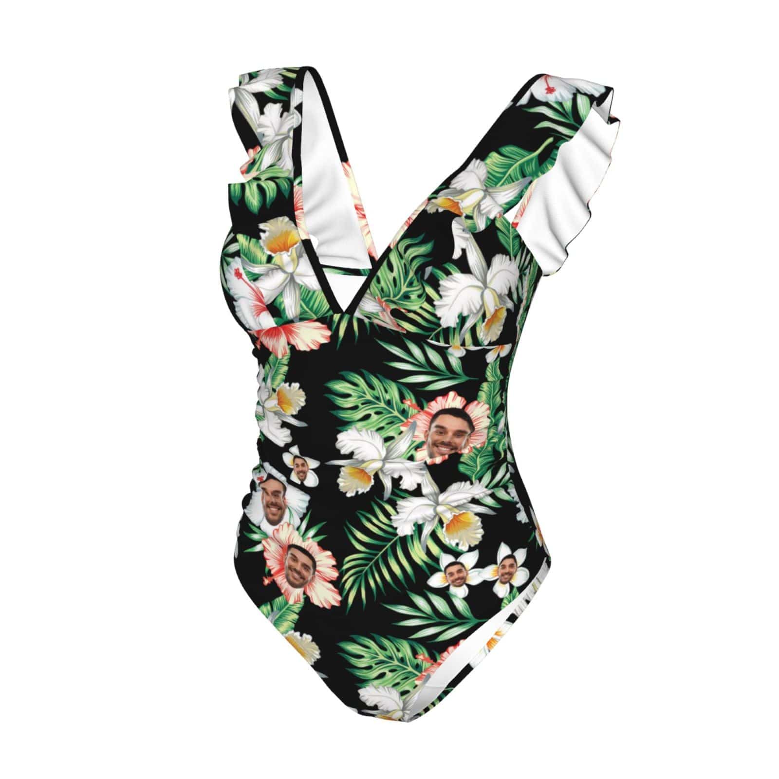 Custom Face Flowers Swimwear Personalized Women&