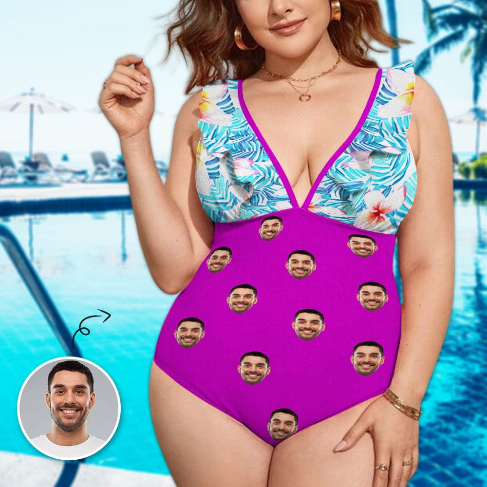 Custom Face Purple Romance Swimwear Personalized Women&