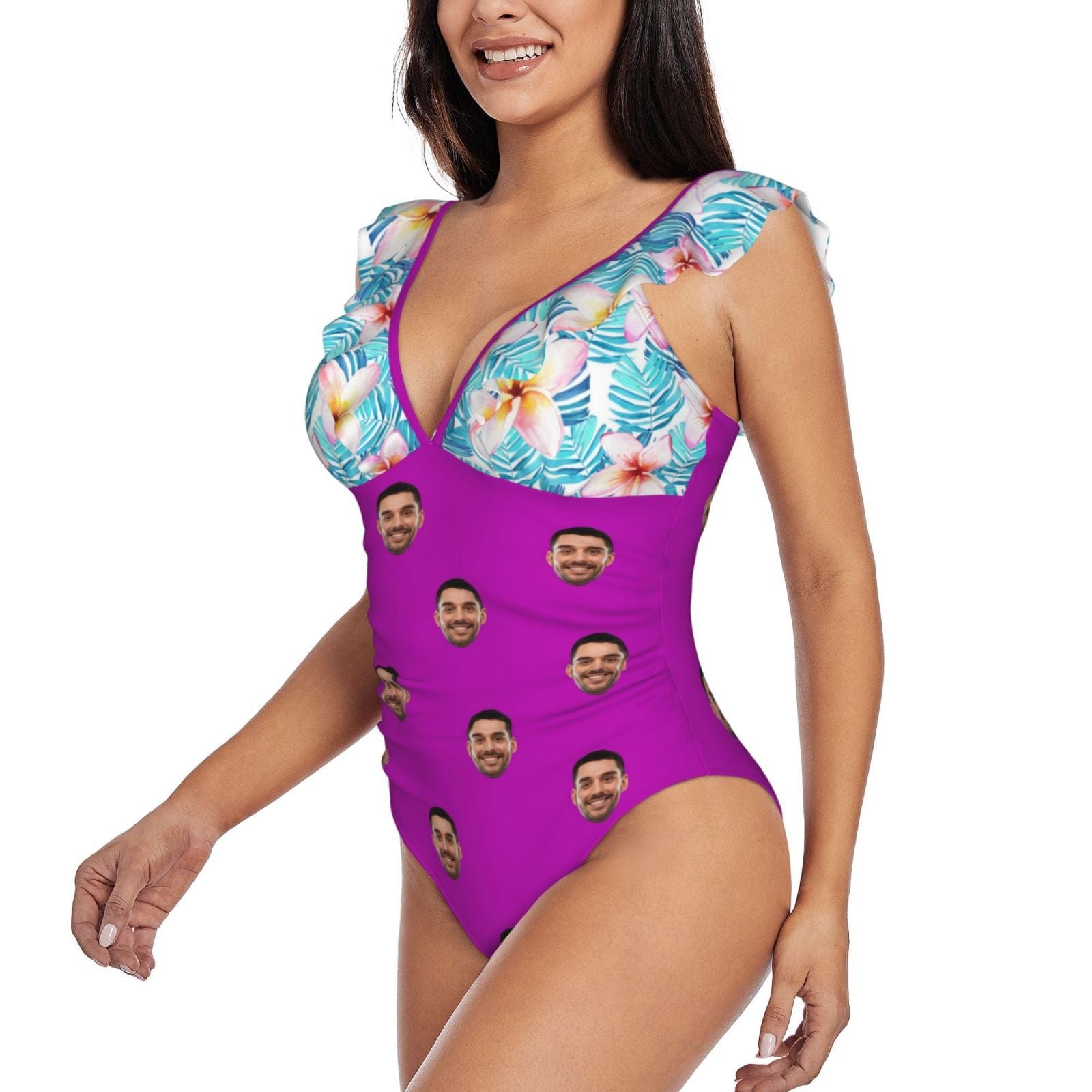 Custom Face Purple Romance Swimwear Personalized Women&