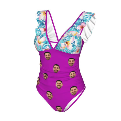 Custom Face Purple Romance Swimwear Personalized Women&