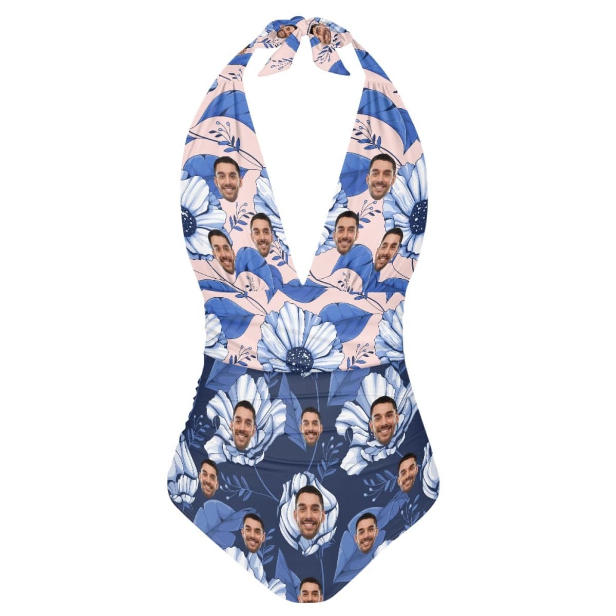 Custom Face Blue Flower Women&