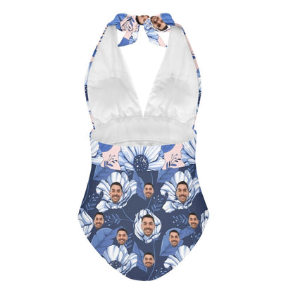 Custom Face Blue Flower Women&