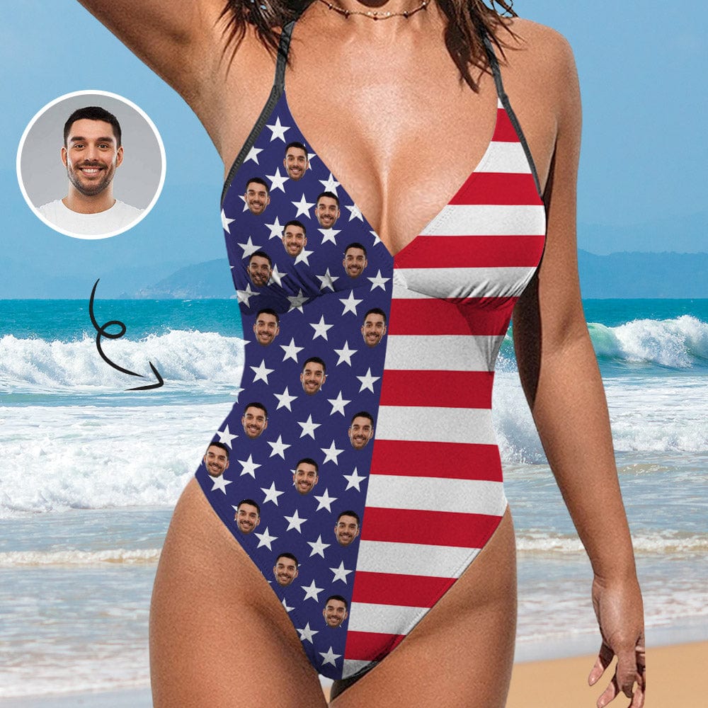 Custom Face American Flag Women&