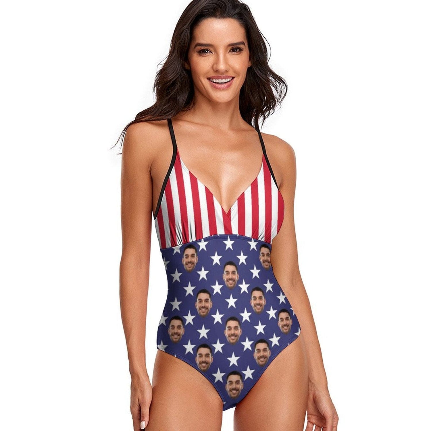 Custom Face American Flag Women&