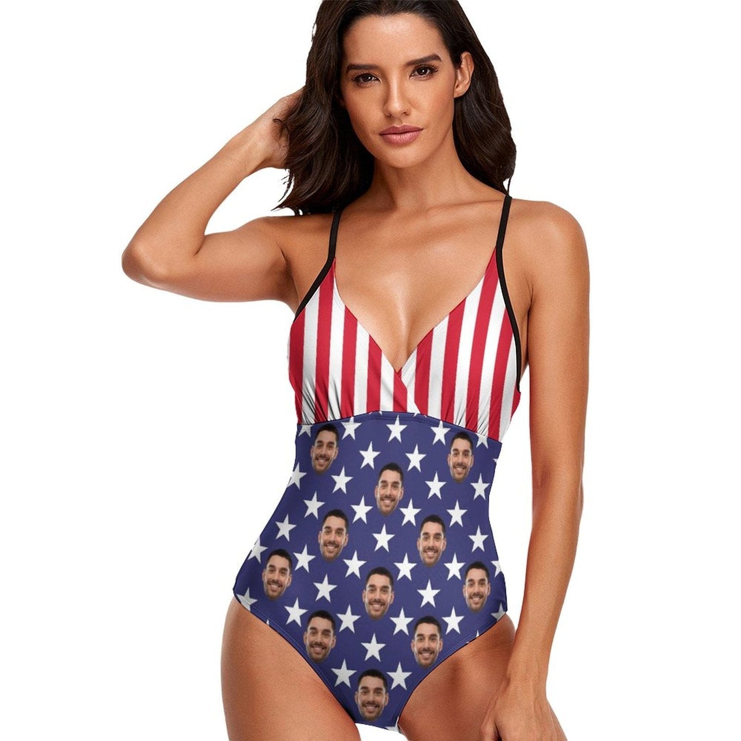 Custom Face American Flag Women&