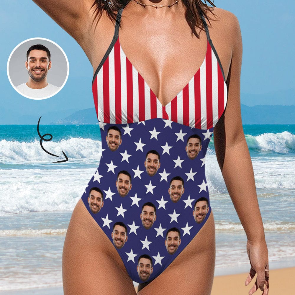 Custom Face American Flag Women&