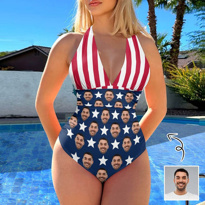 Custom Face American Flag Women&