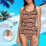 #Bathingsuit-Custom Husband Face Swimsuit Personalized Photo Women's One Piece Bathing Suit Funny Gift