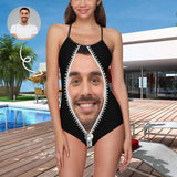 Couple Matching Swimwear #Beach Cruise Outfit Bathingsuit-Custom Face Swimsuit Personalized Zipper Women's One Piece Bathing?Suits For Her