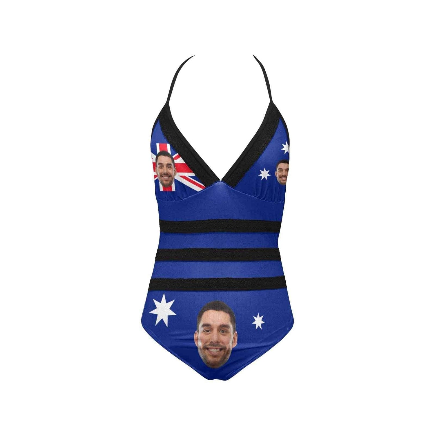 Custom Australia Flag Lace Band Embossing Face Swimsuit Women&