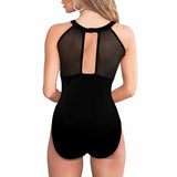 Custom Big Funny Face Women's One Piece Swimsuit High Neck Plunge Mesh Ruched Monokini Swimwear