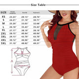 Custom Big Funny Face Women's One Piece Swimsuit High Neck Plunge Mesh Ruched Monokini Swimwear