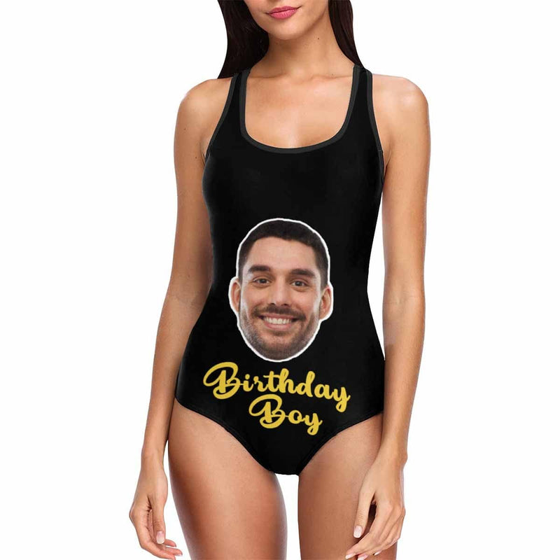 Custom Boyfriend Face Birthday Boy Women's Tank Top Bathing Swimsuit