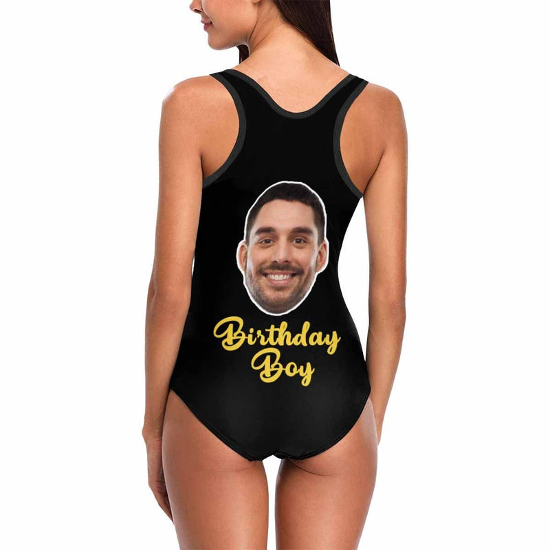 Custom Boyfriend Face Birthday Boy Women's Tank Top Bathing Swimsuit