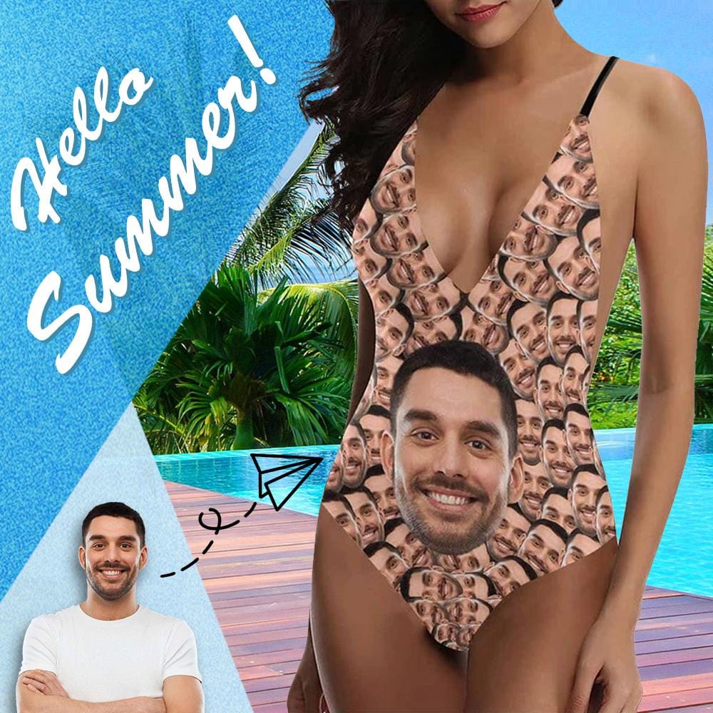 Custom Boyfriend Face Smash Swimsuit Personalized Women&