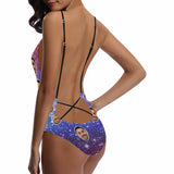 Custom Boyfriend Face Starry Sky Swimsuit Personalized Women's One-Piece Bathing Suit Gift For Her